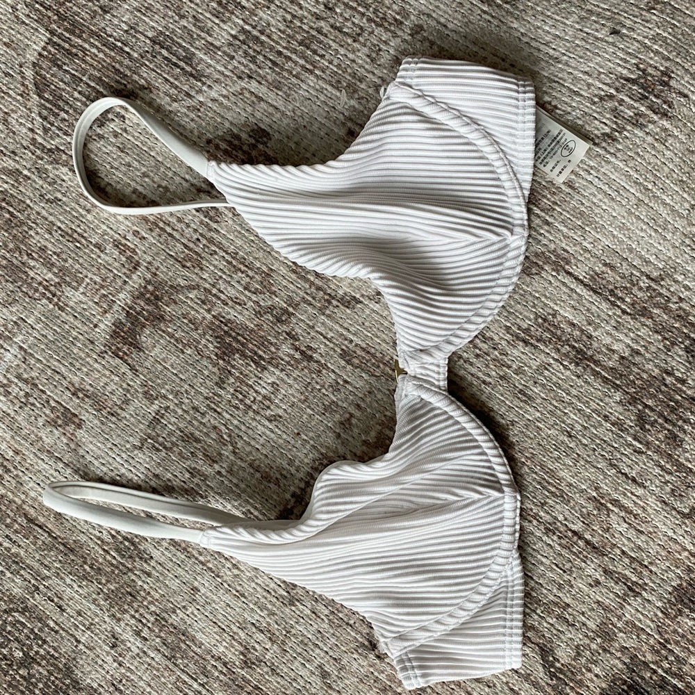Hollister Ribbed White Swim Bra Top | Medium